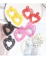 Fashion Pink Hollow Alloy Lafite Heart-shaped Earrings