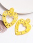 Fashion Yellow Hollow Alloy Lafite Heart-shaped Earrings