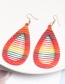 Fashion Water Droplet Red Geometric Wooden Winding Rainbow Line Earrings