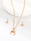 Fashion Gold Horn Necklace Round Bead Earrings Set