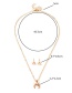 Fashion Gold Horn Necklace Round Bead Earrings Set