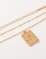 Fashion Gold Alloy Rose Square Necklace