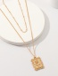 Fashion Gold Alloy Rose Square Necklace