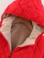 Fashion Red Wine Checked Lamb Hooded Hooded Padded Coat