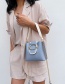Fashion Blue Contrast Belt Buckle Hand Strap Shoulder Messenger Bag