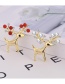 Fashion Red Alloy Diamond Pearl Christmas Deer Brooch