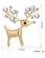 Fashion Gray Alloy Diamond Pearl Christmas Deer Brooch