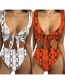 Fashion White Knotted Snake Print High Waist Split Swimsuit On The Chest