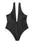 Fashion Black Deep V One-piece Swimsuit