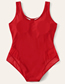 Fashion Red Zipper One-piece Swimsuit