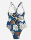 Fashion Blue Flowers Printed One-piece Swimsuit