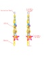 Fashion Color Alloy Pin Resin Five-pointed Star Chain Earrings