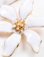 Fashion White Drop Oil Leaf Flower Asymmetric Earrings