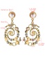 Fashion Gold Alloy Diamond And Pearl Spiral Earrings