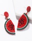 Fashion Red  Silver Needle Alloy Paint Watermelon Lemon Earrings