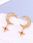 Fashion Red Star Moon  Sterling Silver Stud Earrings