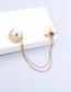 Fashion Red Star And Moon Asymmetric Double Brooch