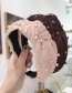 Fashion Pink Mesh Plaid Fabric Beaded Knotted Wide-brimmed Headband