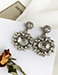 Fashion Gray Alloy Diamond Oval Shape Earrings
