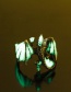 Fashion Ancient Silver + Blue Green Adjustable Luminous Lizard Men's Ring