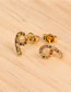 Fashion Gold Micro-inlaid Zircon Digital Earrings
