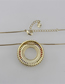 Fashion Gold Round Hollow Inlaid Colored Zircon Copper Plated Gold Necklace