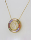 Fashion A Gold Colorful English Alphabet Gold-plated Round Zircon Necklace