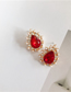 Fashion Red  Silver Needle Full Of Diamond Earrings