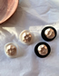Fashion Black  Silver Needle Round Metal Contrast Stud Earrings
