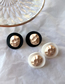 Fashion White  Silver Needle Round Metal Contrast Stud Earrings