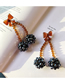 Fashion Black-brown Rice Beads Bow Earrings