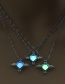 Fashion Blue Green Angel Heart Openwork Wings Hearts Night Light Cage Necklace