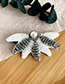 Fashion White + Gray Alloy Rice Beads Non-woven Rice Beads Fan-shaped Duckbill Hairpin