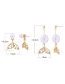 Fashion Golden Long Diamond Fishtail Transparent Glass Ball Stud Earrings