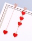 Fashion Red  Sterling Silver Drip Heart-shaped Acrylic Earrings