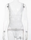Fashion White Net Yarn Strip Stitching Solid Color Sling Sexy Jumpsuit