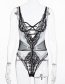 Fashion Black Lace Eyelash Stitching Waist Openwork Sexy Siamese Underwear