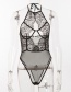 Fashion Black Lace Stitching Conjoined Lingerie