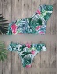 Fashion Green Leaves Ruffled Printed Bikini