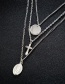 Fashion Silver Alloy Geometry Round Cross Multilayer Necklace