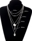 Fashion Silver Alloy Geometry Round Cross Multilayer Necklace