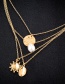 Fashion Gold Alloy Geometry Round Pearl Multi-layer Necklace