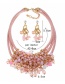 Fashion Black Gemstone Multilayer Necklace + Diamond Earring Set