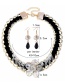 Fashion Black Woven Resin Flower Necklace Earrings Set