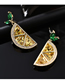 Fashion Yellow  Silver Pin Micro Inlaid Zircon Lemon Crystal Earrings