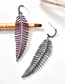 Fashion Red  Silver Pin Micro-inlaid Zircon Leaf Earrings