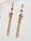 Fashion Gold Micro-inlaid Zircon Tassel Beauty  Silver Needle Earrings