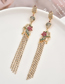 Fashion Gold Micro-inlaid Zircon Tassel Beauty  Silver Needle Earrings