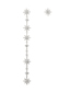 Fashion Silver  Silver Needle Eight-pointed Star Micro-inlaid Zircon Tassel Asymmetrical Earrings