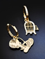 Fashion Gold Micro-inlaid Zircon Small Yellow Duck And Birdcage Earrings